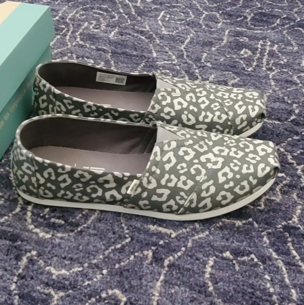 Tom's Alpargata Steel Grey Painted Leopard Print